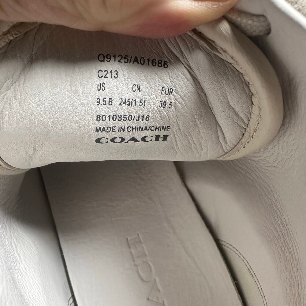 Coach C213 High Top Sneakers White Silver Leather Suede 9.5 - Picture 11 of 14